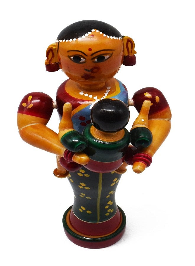 justhandmade Wooden Mother with Child | Golu Bommai | Home Decor Showpiece | Gift -Multicolor - Image 2